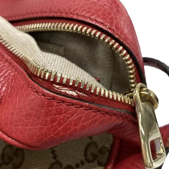 GUCCI Bree/GG Beige Dark Brown Red Jacquard Leather - Shoulder Bag 506-060625